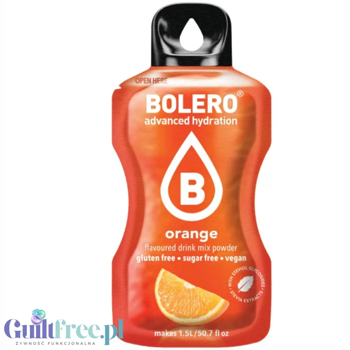 Bolero Drink Orange 9g - saszetka do napojów bez cukru ze stewią, Pomarańcza