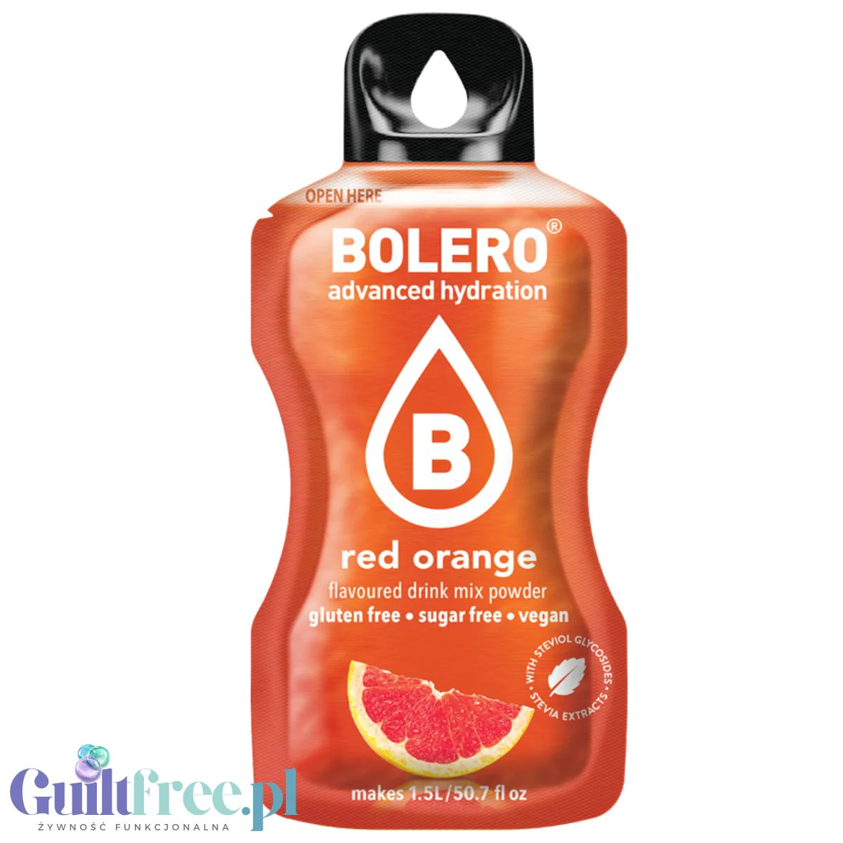 Bolero Drink Red Orange 9g - saszetka do napojów bez cukru ze stewią, Czerwona Pomarańcza