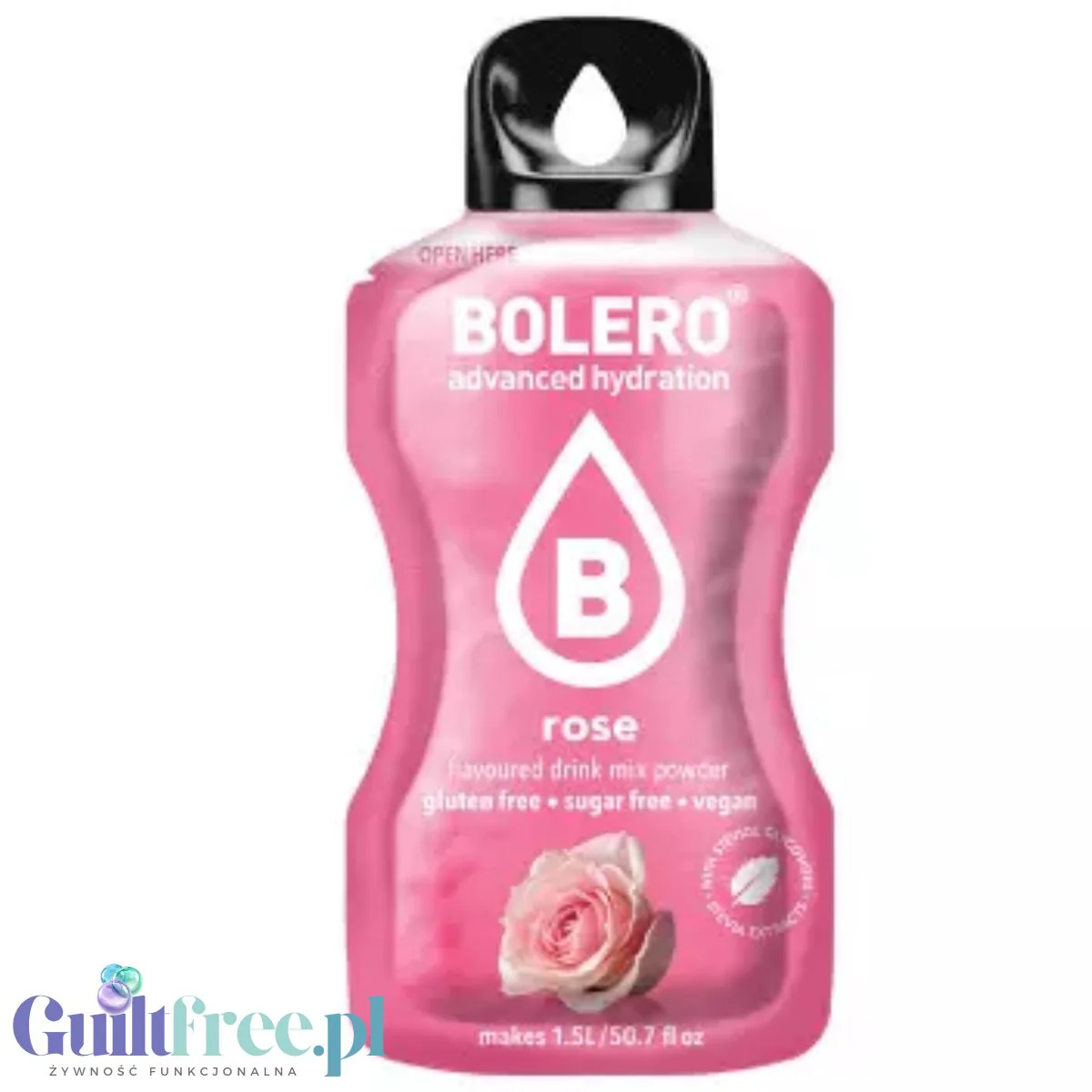 Bolero Drink Rose 9g - saszetka do napojów bez cukru ze stewią,  Róża