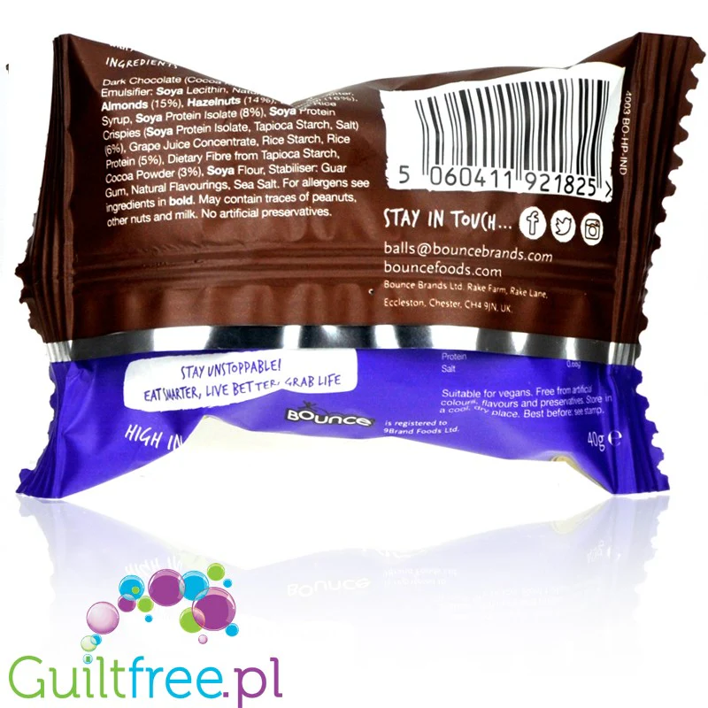 Bounce Hazelnut Praline Protein Ball - wegańska kulka proteinowa z orzechami i czekoladą - Image 2
