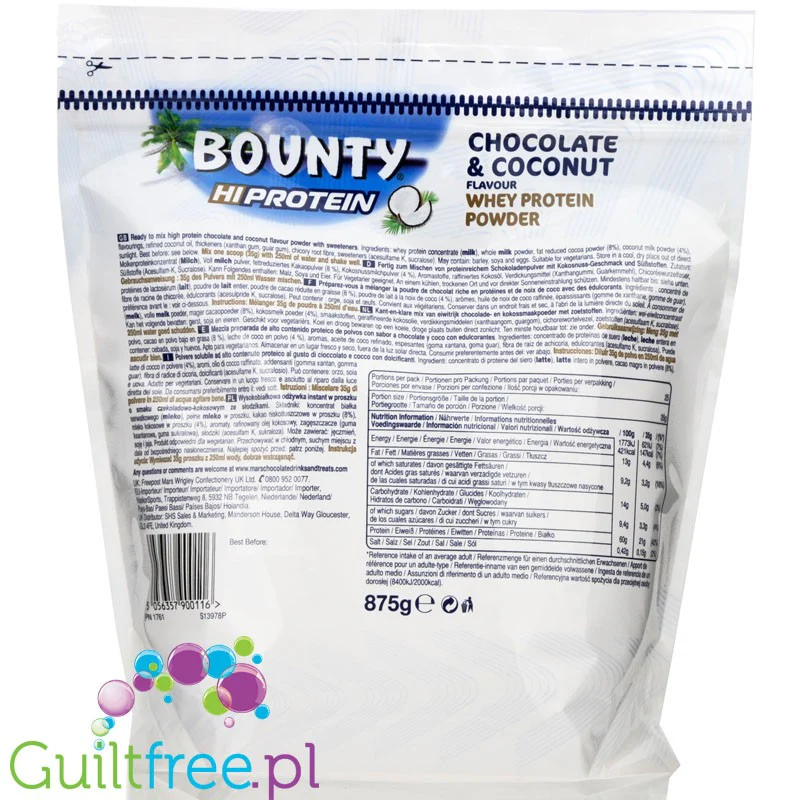 Bounty Hi-Protein Chocolate Coconut Whey - odżywka białkowa 0,87kg - Image 2