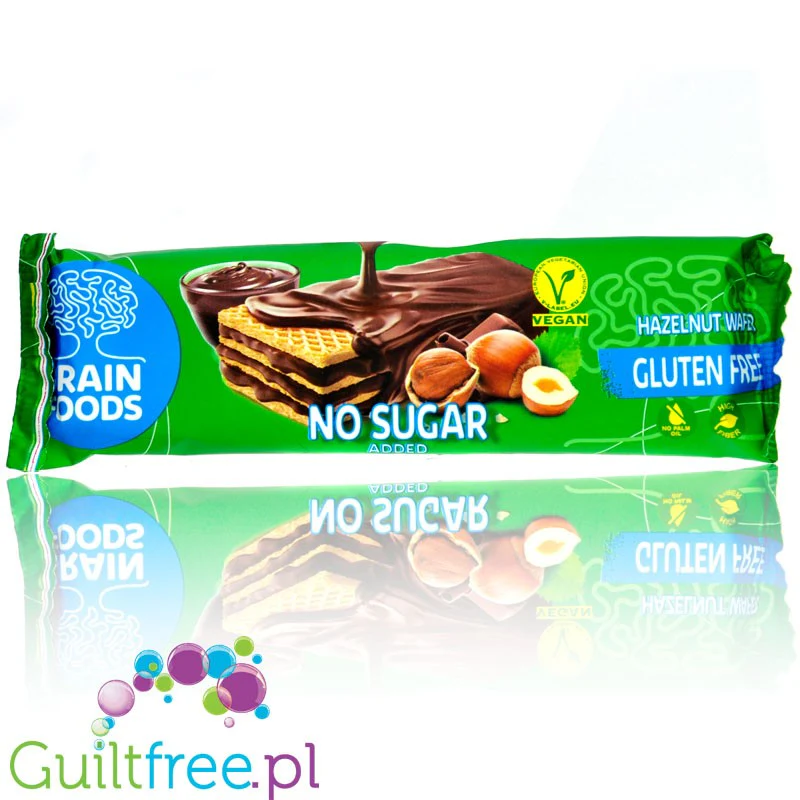 Brain Foods Hazelnut Chocolate Wafer - bezglutenowy wegański wafelek z kremem w czekoladzie bez cukru