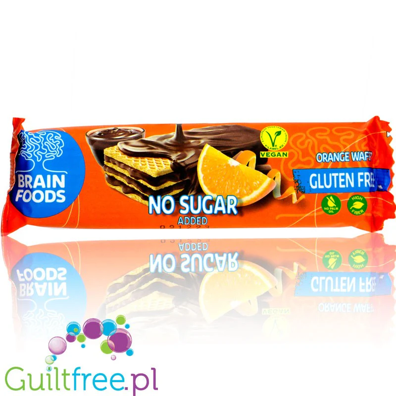 Brain Foods Orange Chocolate Wafer - bezglutenowy wafelek z kremem pomarańczowym w czekoladzie bez cukru