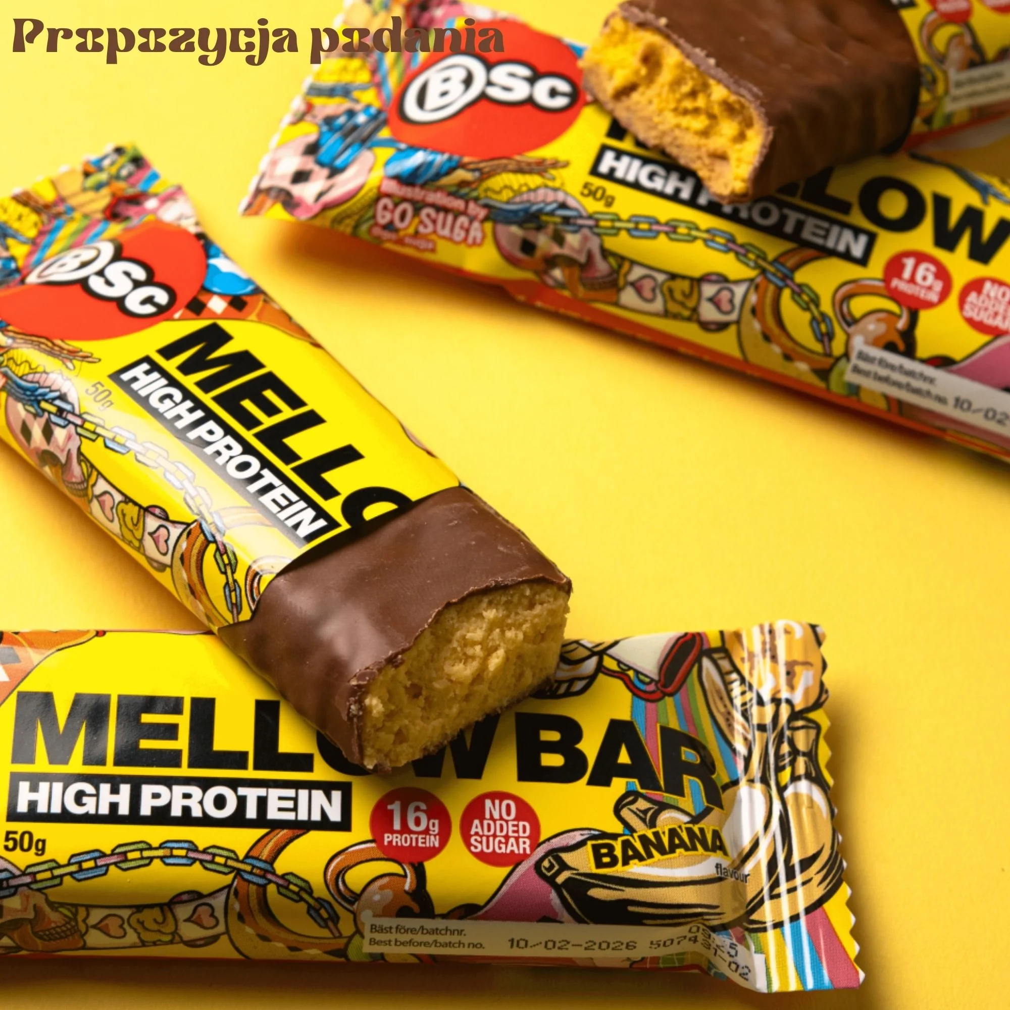BSC Mellow Bar Banana - puszysty baton proteinowy a la marshmallow w czekoladzie 16g białka - Image 3