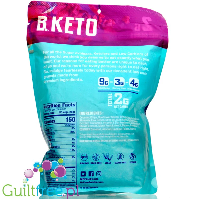 Bubba's Keto Granola Maple Cinnamon Crunch - bezglutenowa keto granola z orzechami - Image 3