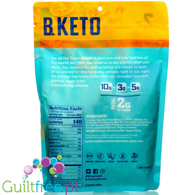 Bubba's Keto Granola Caramel Sea Salt - bezglutenowa keto granola z orzechami - Image 2