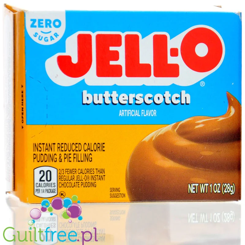 JellO Buttercotch Pudding Zero Sugar - Budyń Zero cukru & tłuszczu instant, smak Ciasteczkowy Herbatnikowy - Image 5