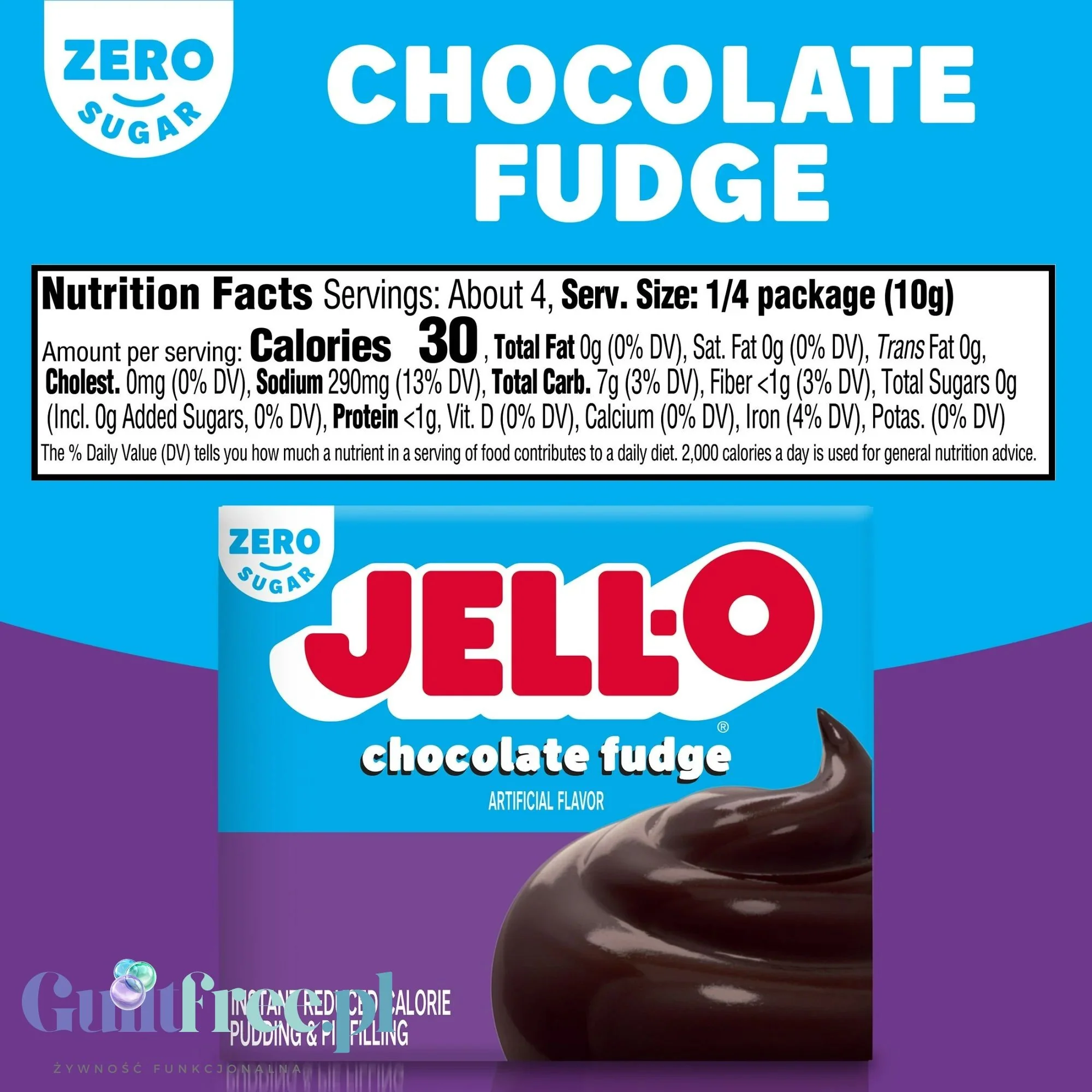 JellO Chocolate Fudge Pudding Zero Sugar - Budyń bez cukru i tłuszczu, smak czekoladowego ciasta - Image 7