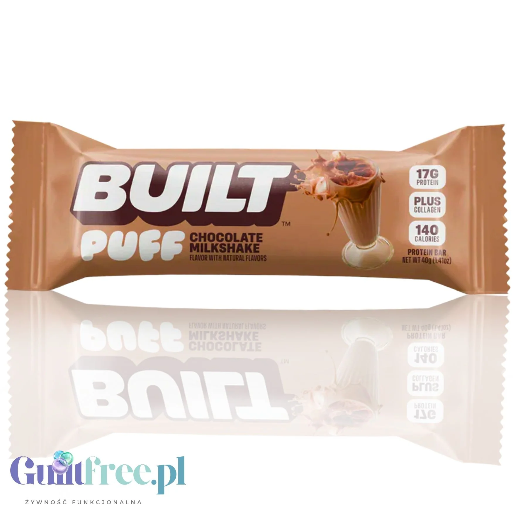 Built Bar Protein Puffs Chocolate Milkshake - proteinowy baton marshmallow w czekoladzie 17g białka & 140kcal