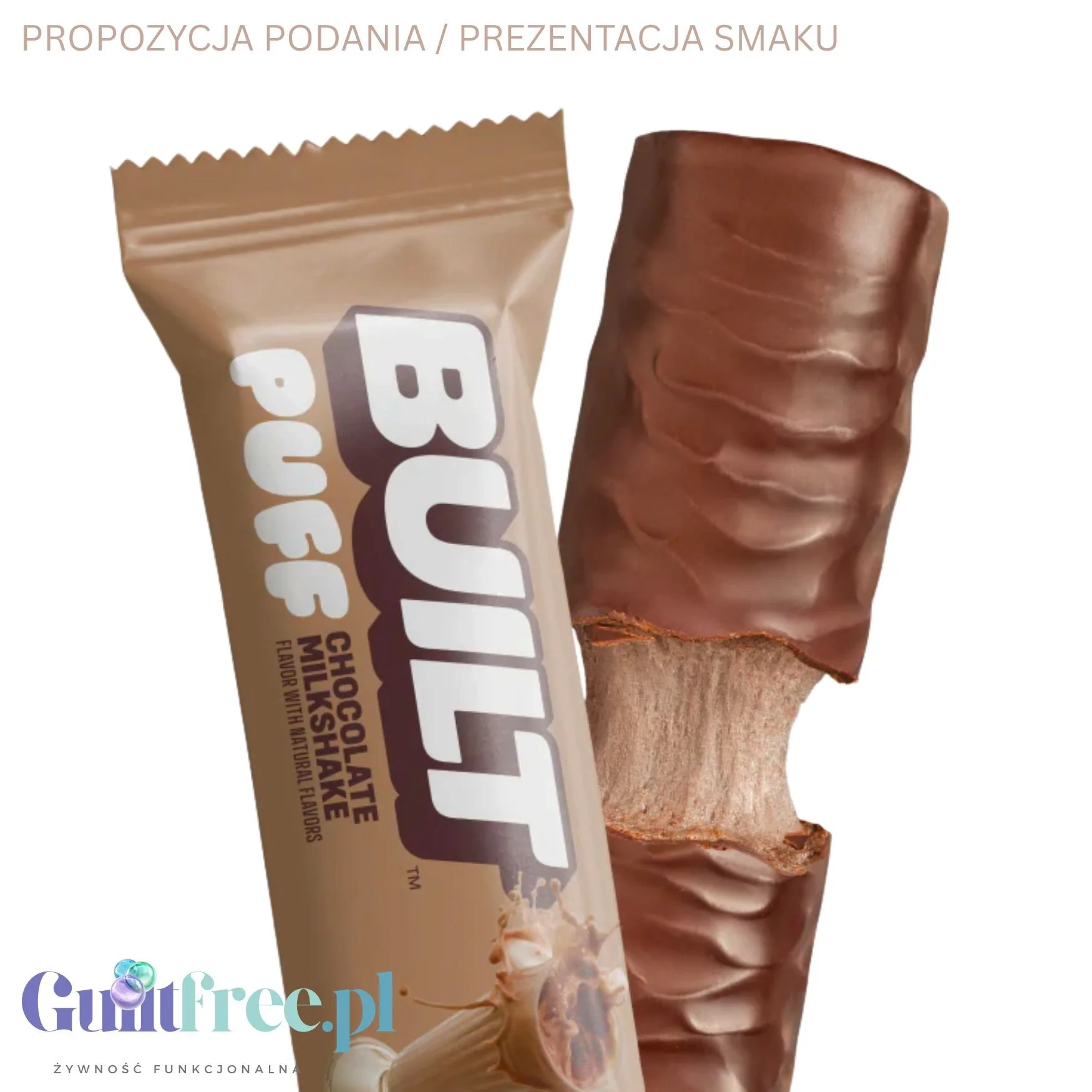 Built Bar Protein Puffs Chocolate Milkshake - proteinowy baton marshmallow w czekoladzie 17g białka & 140kcal - Image 6