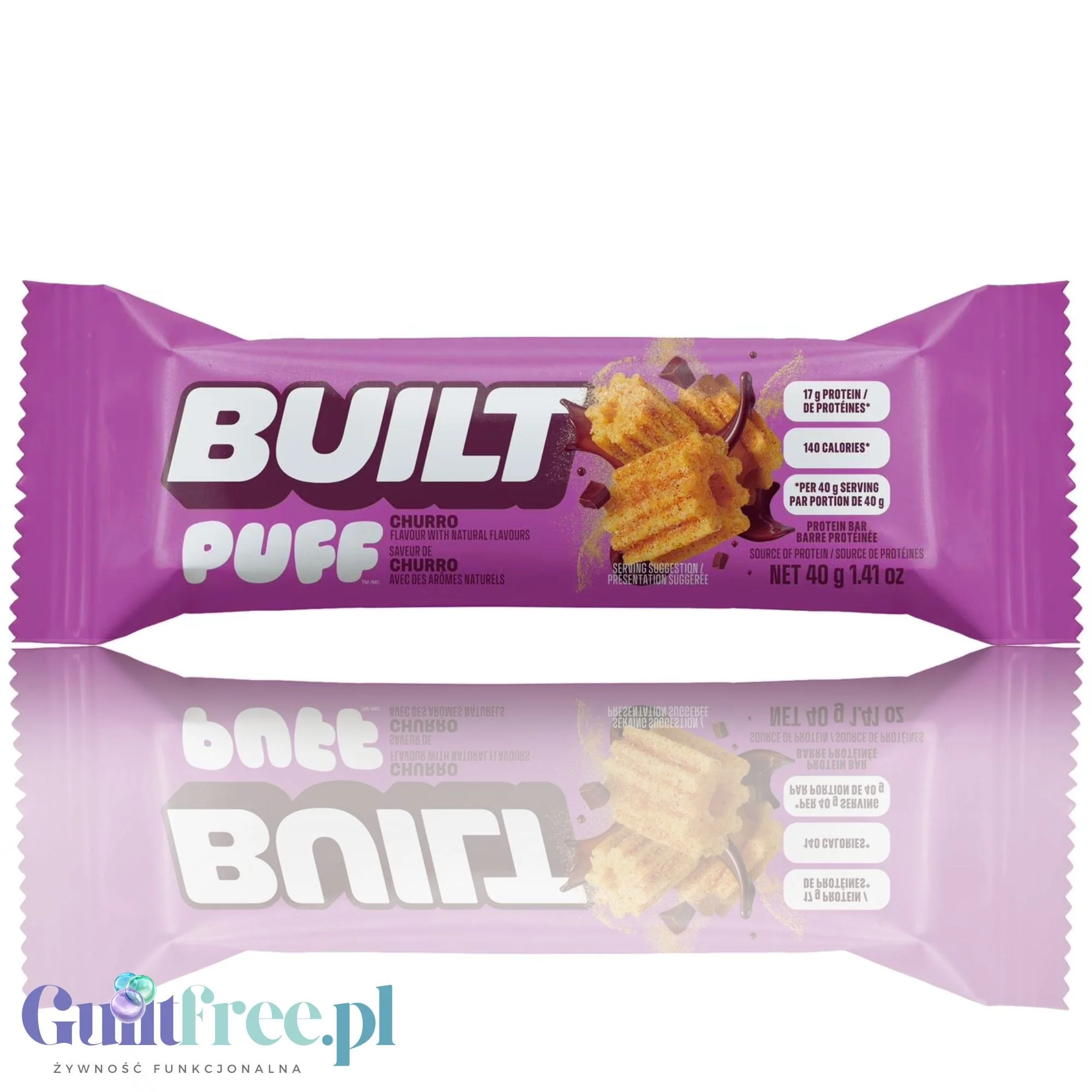 Built Bar Protein Puffs Churro - proteinowy baton marshmallow w czekoladzie 17g białka & 140kcal