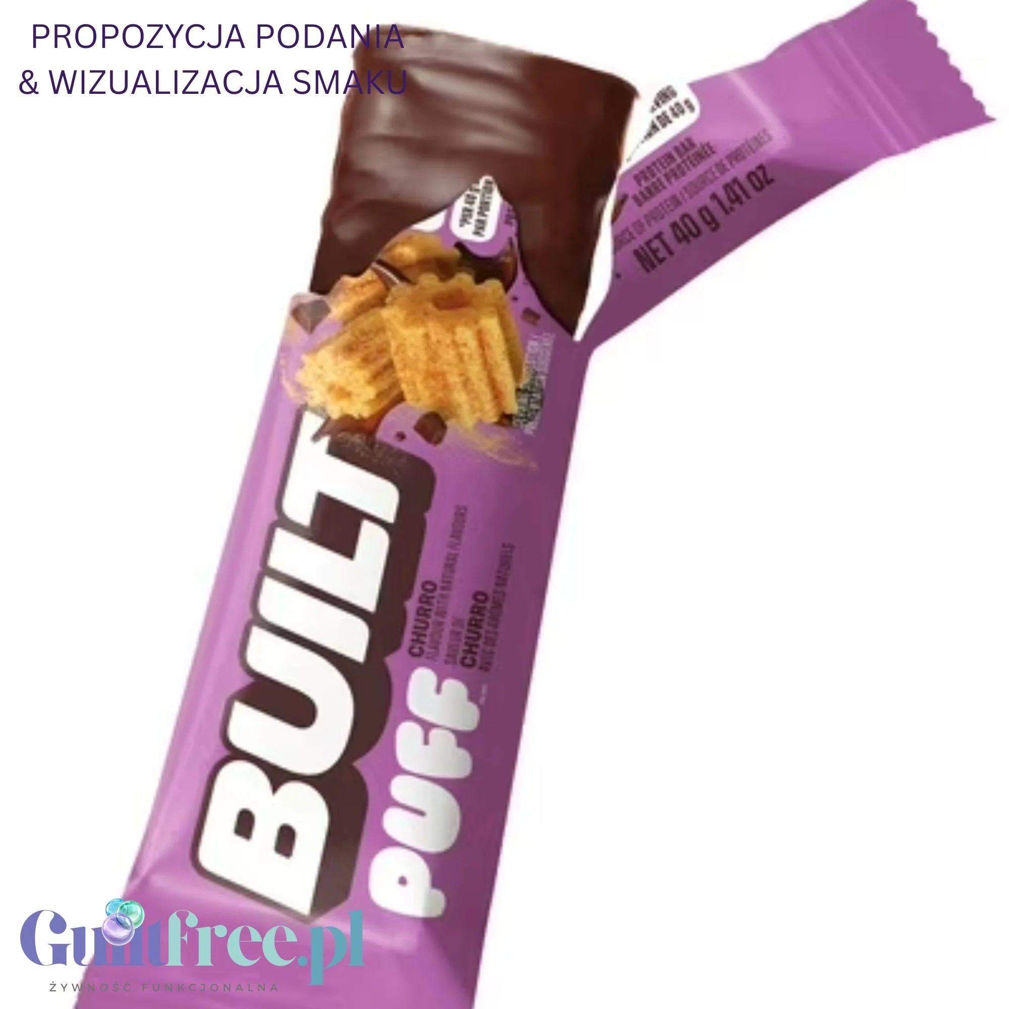Built Bar Protein Puffs Churro - proteinowy baton marshmallow w czekoladzie 17g białka & 140kcal - Image 4