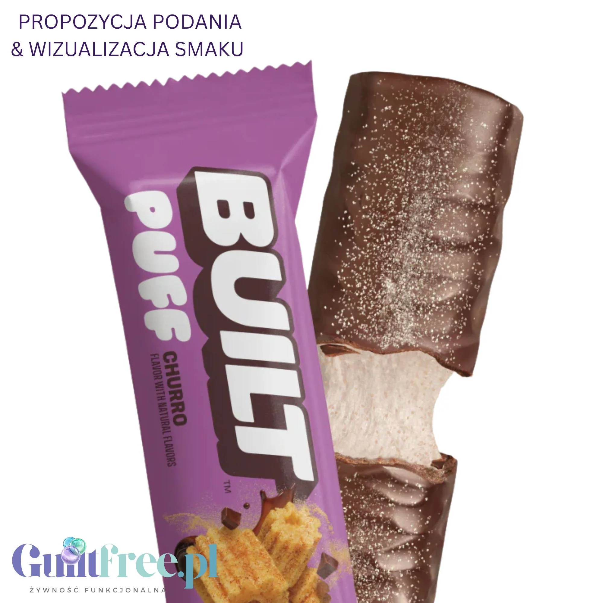 Built Bar Protein Puffs Churro - proteinowy baton marshmallow w czekoladzie 17g białka & 140kcal - Image 5