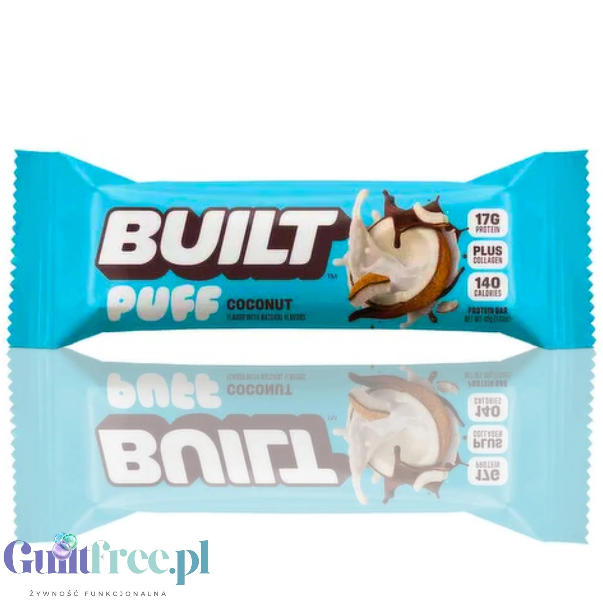 Built Bar Protein Puffs Coconut - proteinowy baton marshmallow w czekoladzie 17g białka & 140kcal