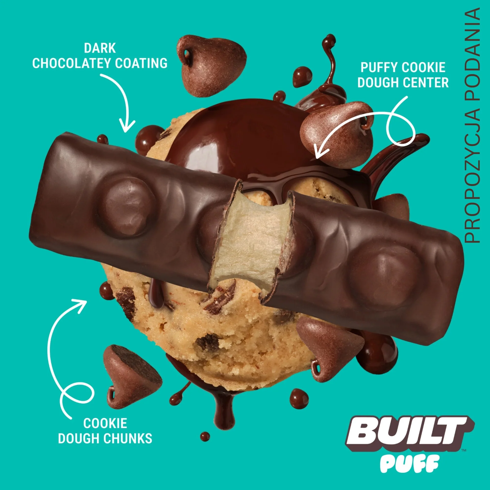 Built Bar Protein Puffs Cookie Dough Chunk - proteinowy baton marshmallow w czekoladzie 17g białka & 140kcal - Image 4