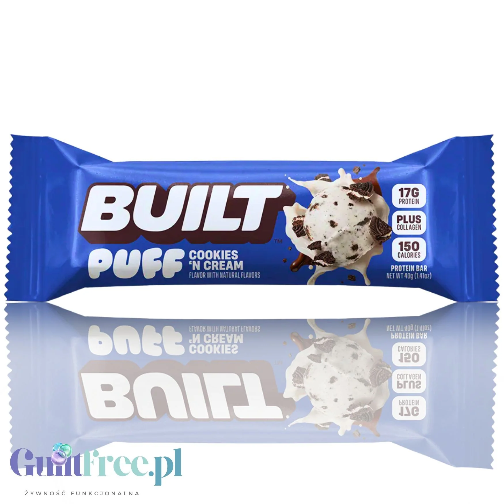Built Bar Protein Puffs Cookies 'N Cream - proteinowy baton marshmallow w czekoladzie 17g białka & 150kcal