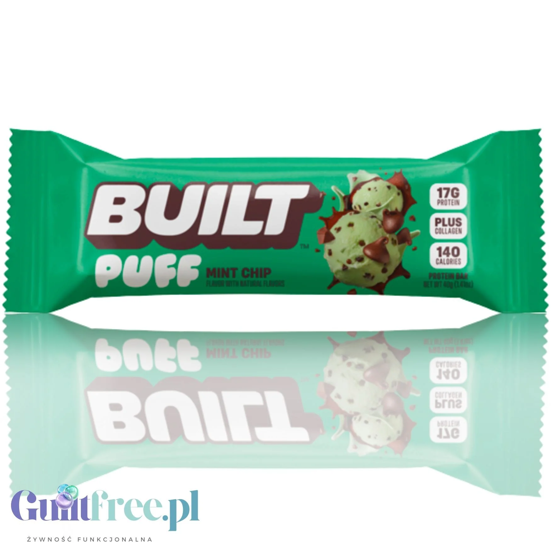 Built Bar Protein Puffs Mint Chip - proteinowy baton marshmallow w czekoladzie 17g białka & 140kcal