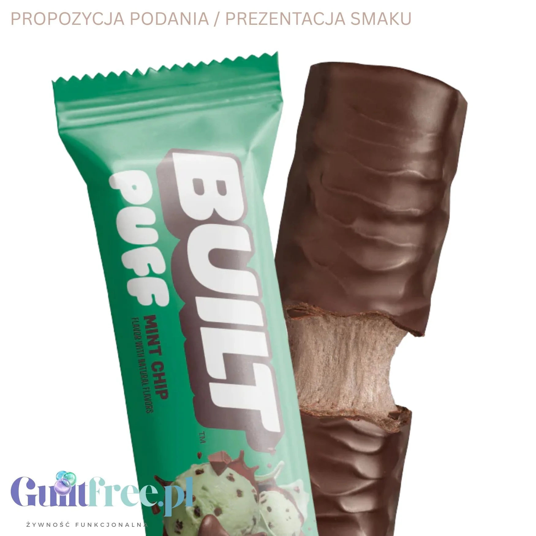 Built Bar Protein Puffs Mint Chip - proteinowy baton marshmallow w czekoladzie 17g białka & 140kcal - Image 2