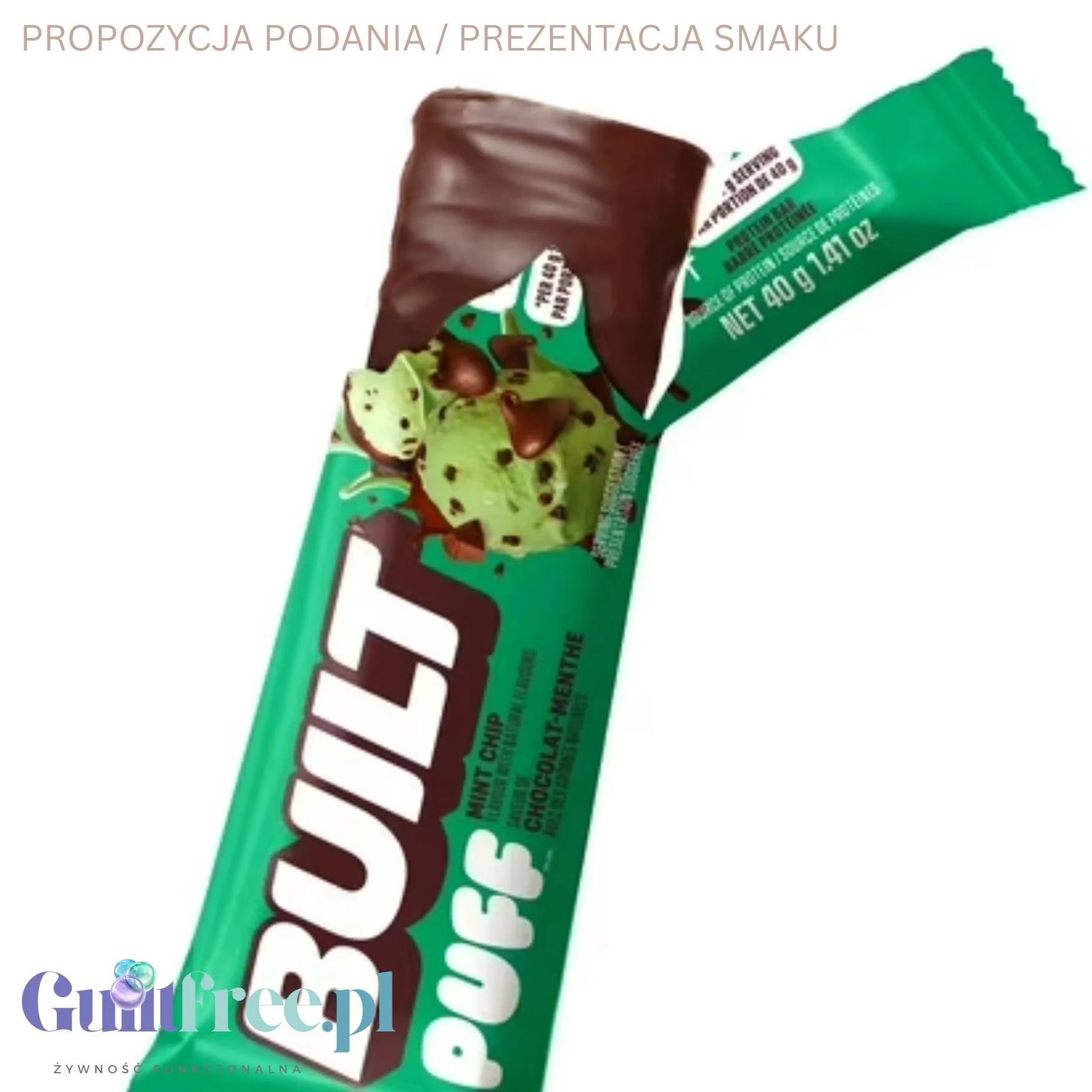 Built Bar Protein Puffs Mint Chip - proteinowy baton marshmallow w czekoladzie 17g białka & 140kcal - Image 4