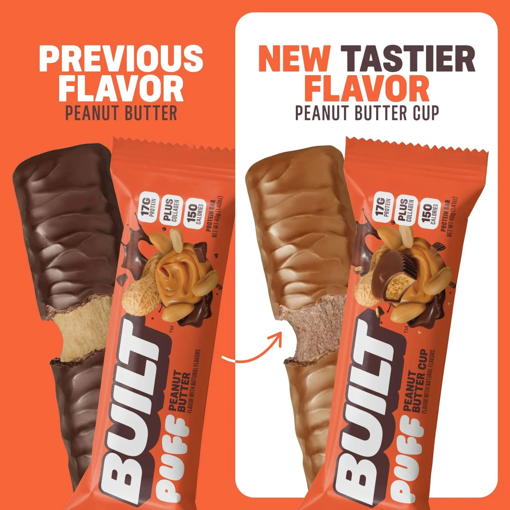 Built Bar Protein Puffs Peanut Butter Cup - proteinowy baton marshmallow w czekoladzie 17g białka & 140kcal - Image 5