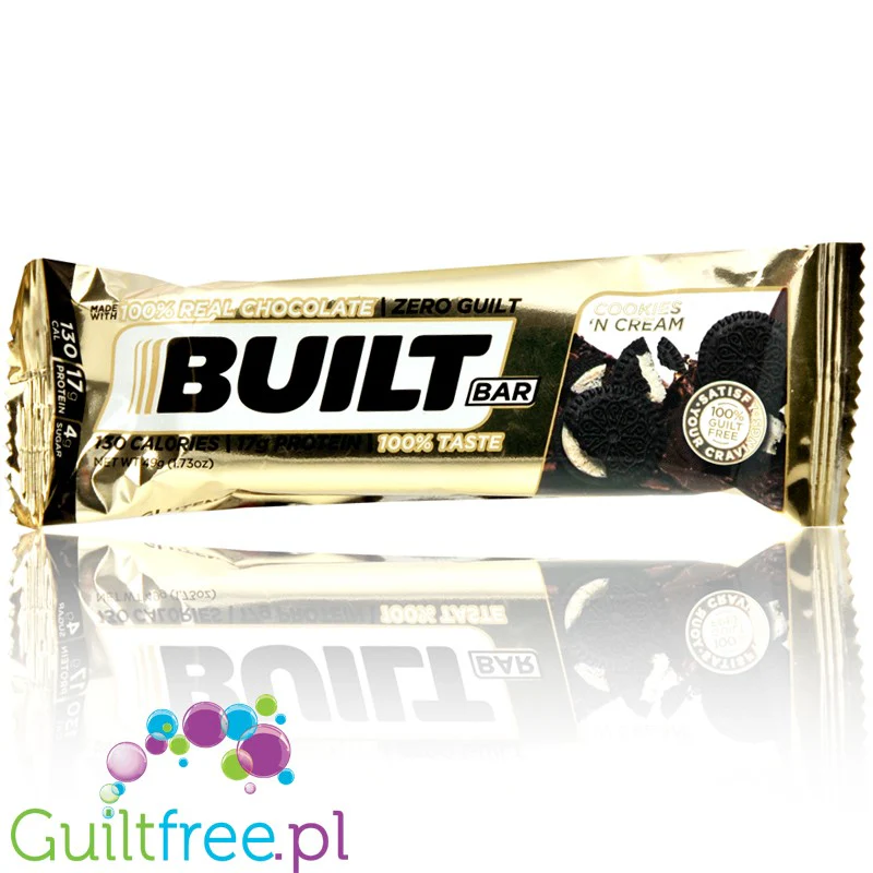 Built Protein Bar, Cookies 'N Cream -17g białka & 130kcal, ultra niskokaloryczny baton białkowy