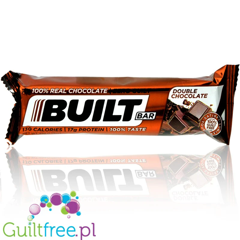 Built Protein Bar, Double Chocolate -17g białka & 130kcal, ultra niskokaloryczny baton białkowy
