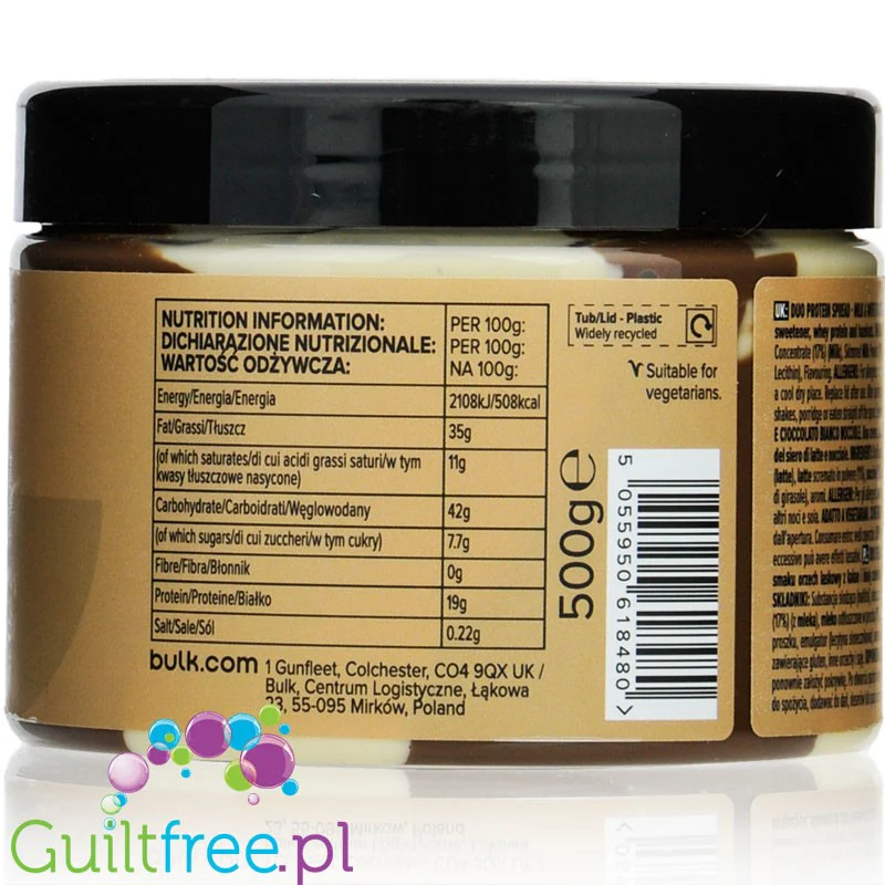 Bulk Duo Protein Spread - krem białkowy z mlecznej i białej czekolady z orzechami laskowymi - Image 3