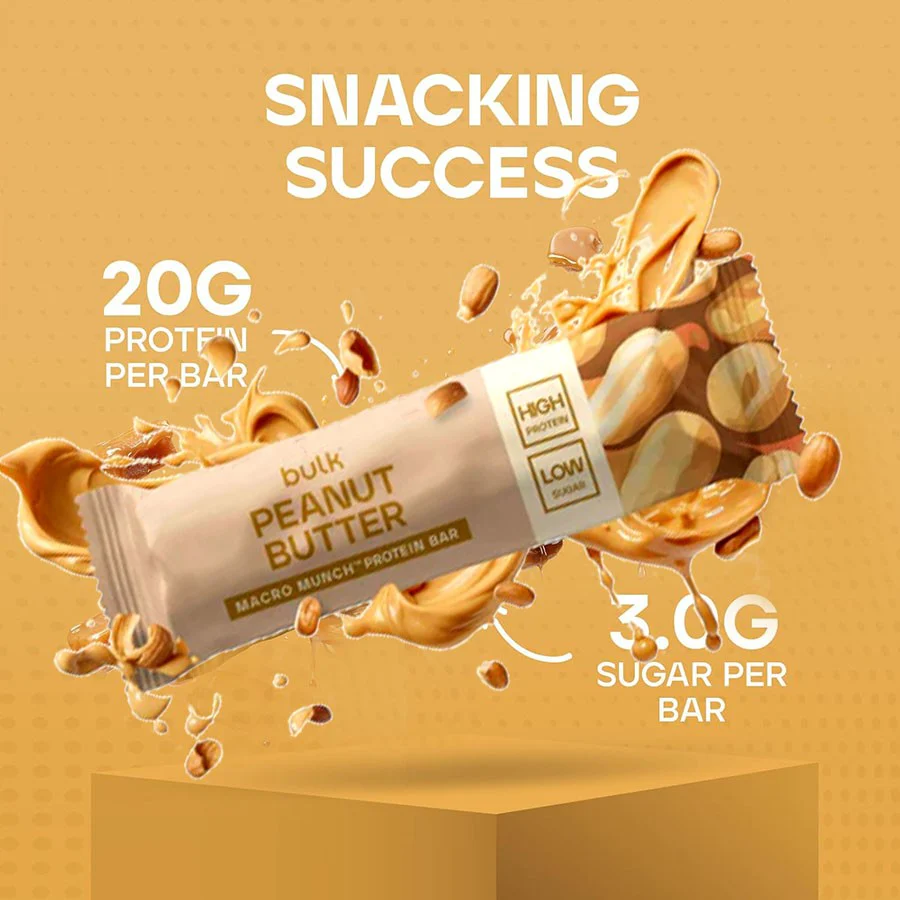 Bulk Powders Macro Munch Peanut Butter Protein Bar - baton białkowy, smak Biała Czekolada & Masło Orzechowe - Image 4