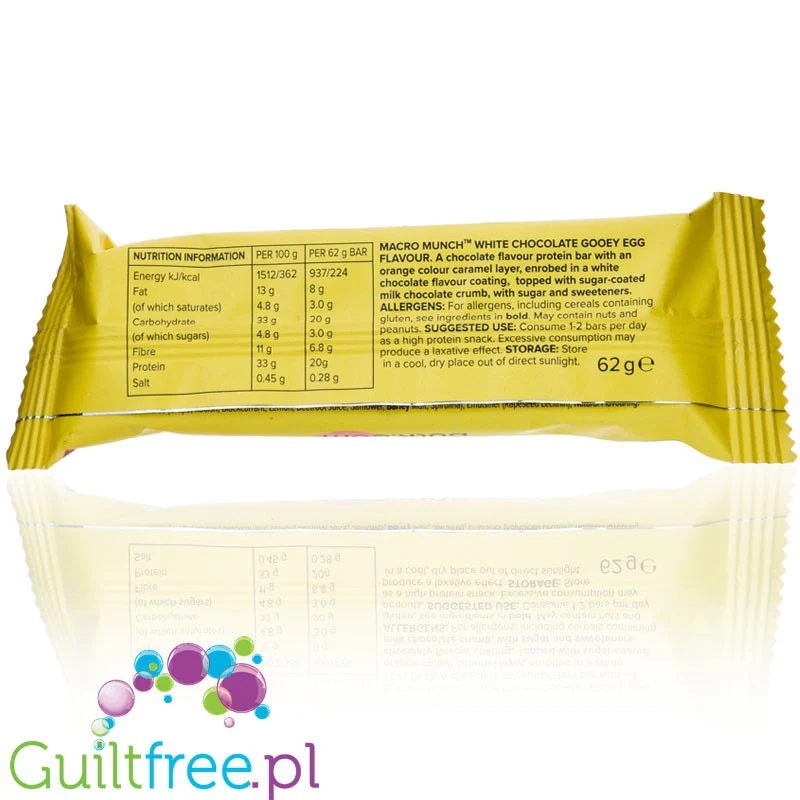 Bulk Powders Macro Munch™ White Chocolate Gooey Egg - baton 20g białka kremem custard i z białą czekoladą - Image 2