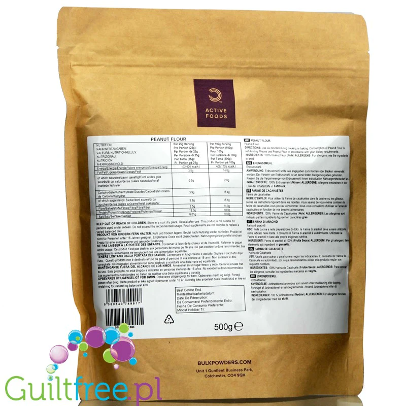 Bulk Powders odtłuszczona mąka z prażonych orzechów ziemnych 48g białka - Image 2