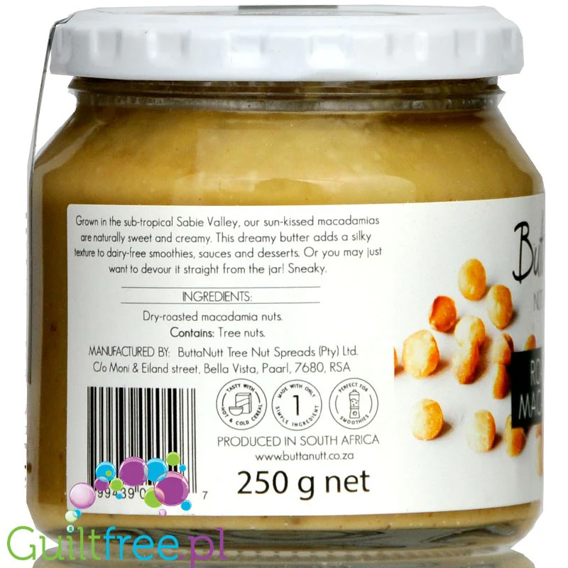 ButtaNutt Roasted Macadamia 250g -  masło z prażonych orzechów makadamia, z RPA - Image 3