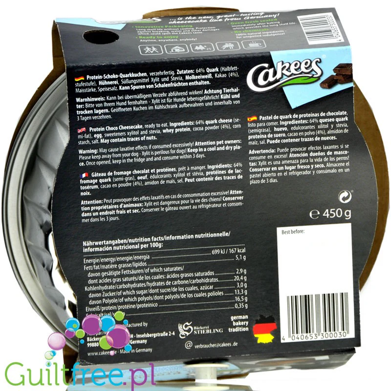 Cakees Sweet Protein Cheesecake, Chocolate 0,45KG - gotowy sernik proteinowy bez cukru z ksylitolem - Image 3