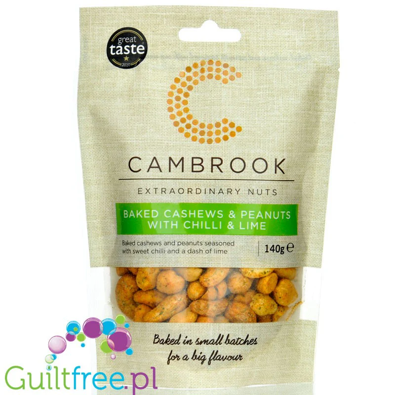Cambrook Baked Cashews & Peanuts with Chilli & Lime  - orzechy nerkowca i ziemne w przyprawie chili z limonką, keto przekąska