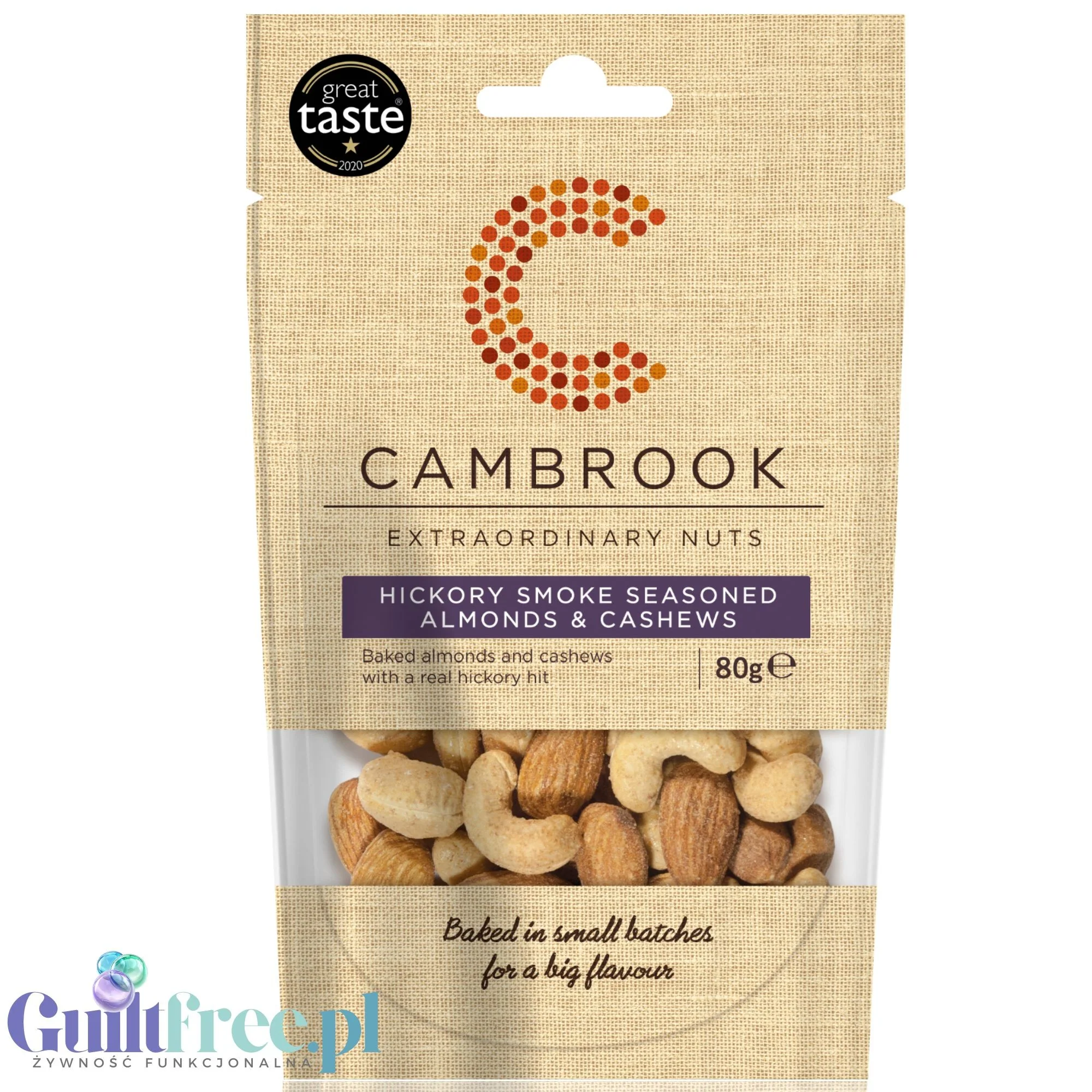 Cambrook Hickory Smoke Almonds & Cashews - migdały i nerkowce wędzone w przyprawach, keto przekąska