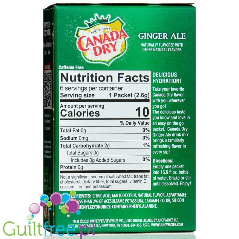 Canada Dry Ginger Ale Drink Mix Singles to Go 10kcal - saszetki bez cukru, napój instant - Image 2