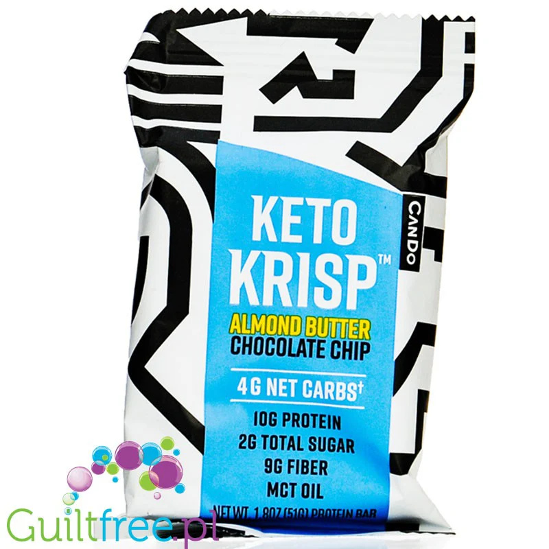 CanDo Keto Krisp, Almond Butter Chocolate Chip - baton 10g białka & 2g cukru z MCT