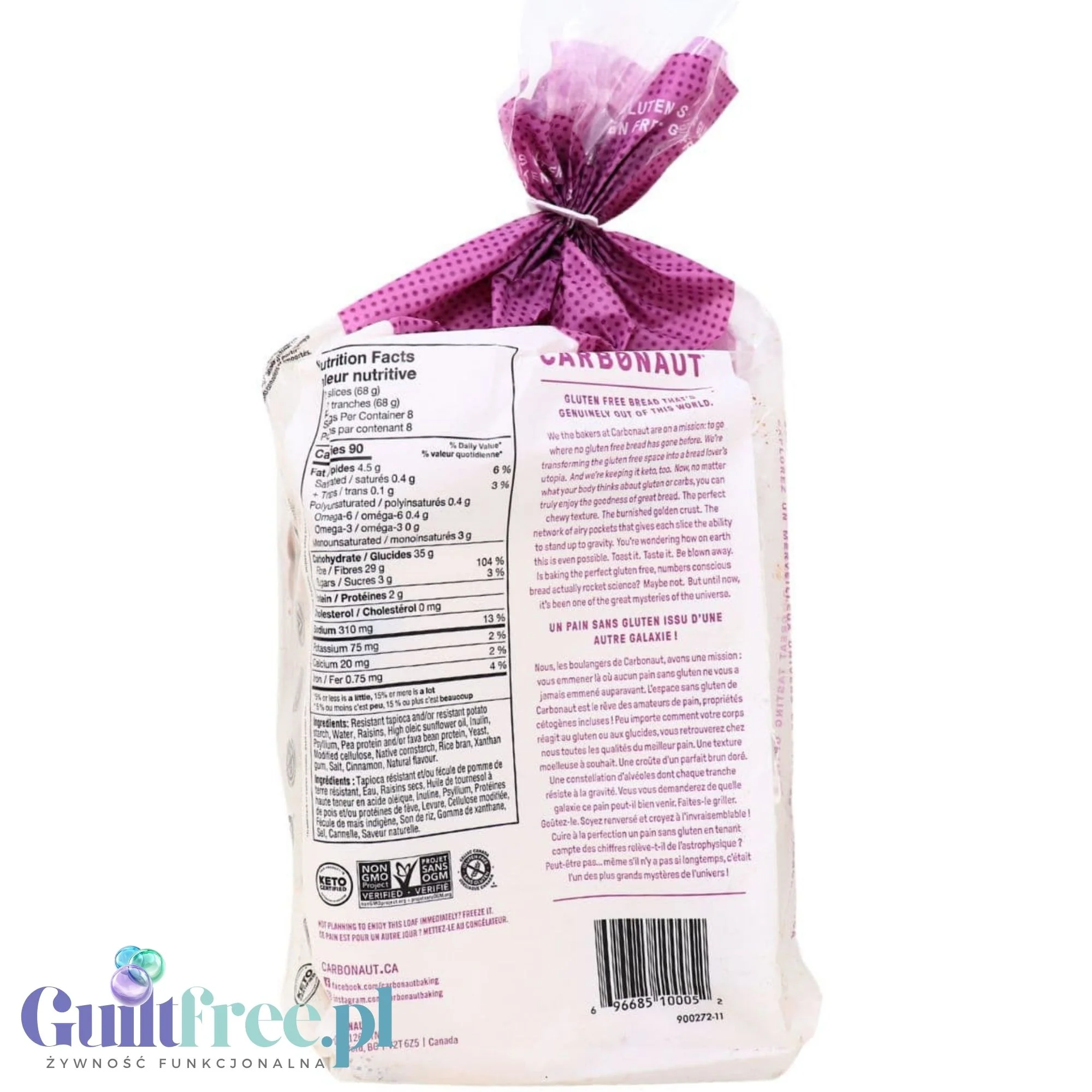 Carbonaut Low Carb Bread Gluten Free Cinnamon Raisin - bezglutenowy KETO biały chleb 3g węglowodanów w kromce - Image 5
