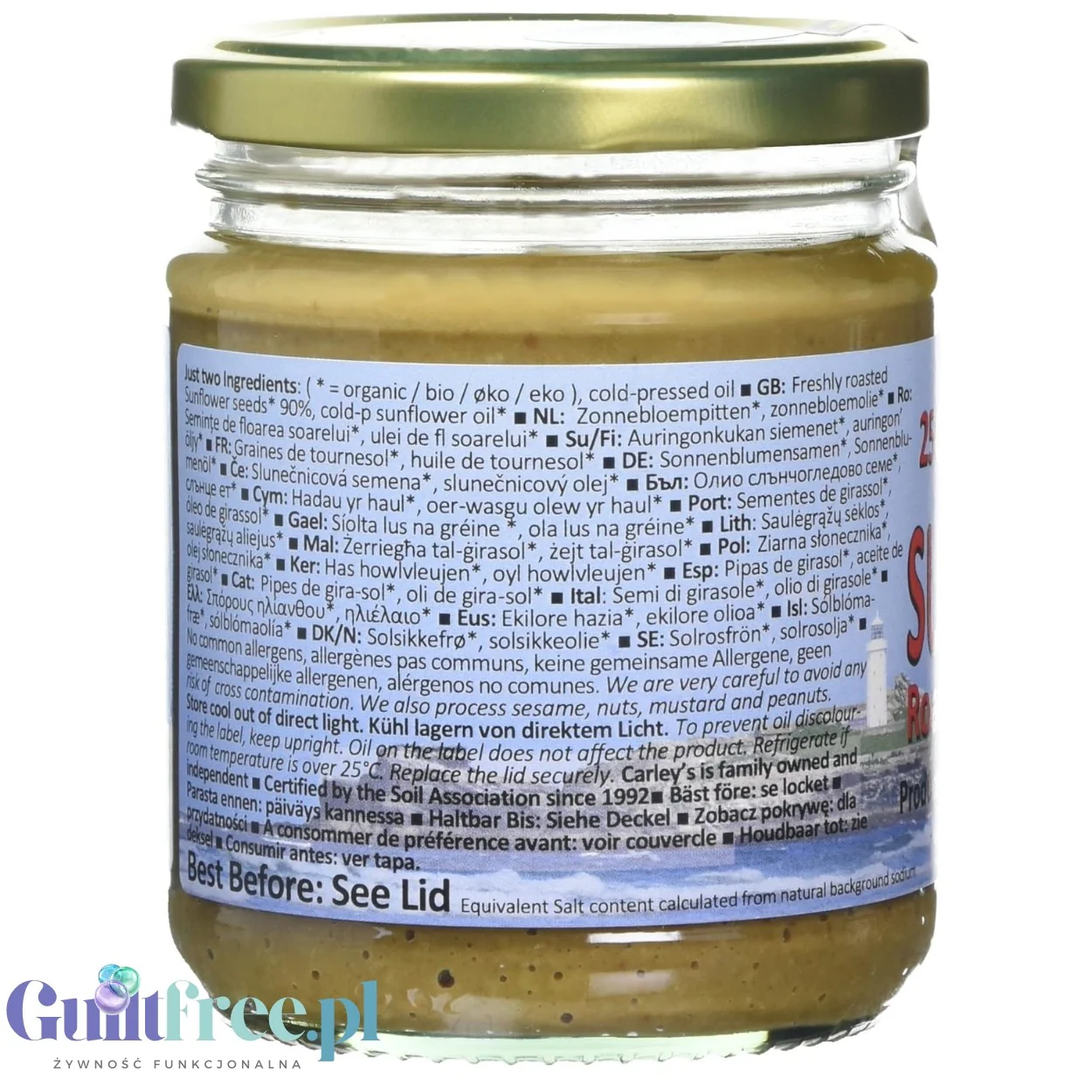 Carley's Organic Sunflower Roasted Seed Butter - organiczna miazga z prażonych ziaren słonecznika bez soli i cukru - Image 3
