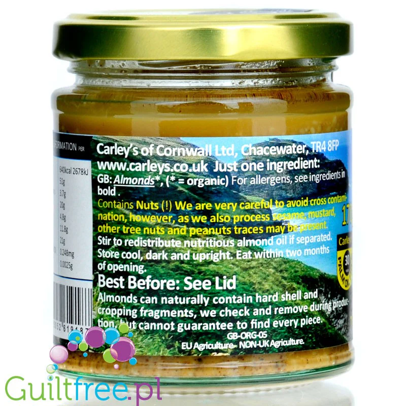 Carley's Organic Whole Almond Roasted - organiczne masło z pieczonych migdałów bez soli i cukru - Image 4