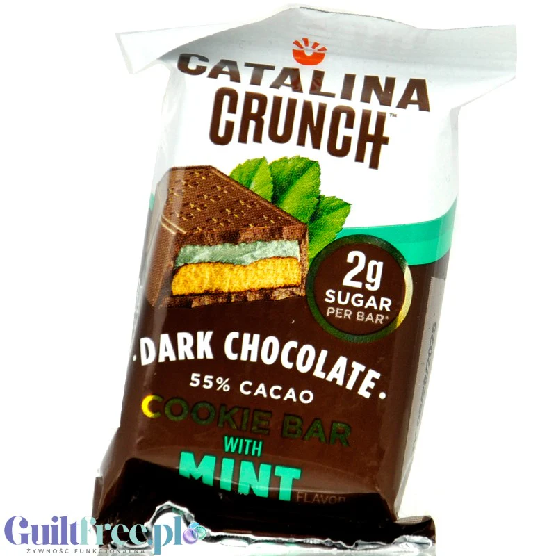Catalina Crunch Dark Chocolate Cookie Bar, Mint - keto batonik ciasteczkowy w czekoladzie z kremem miętowym