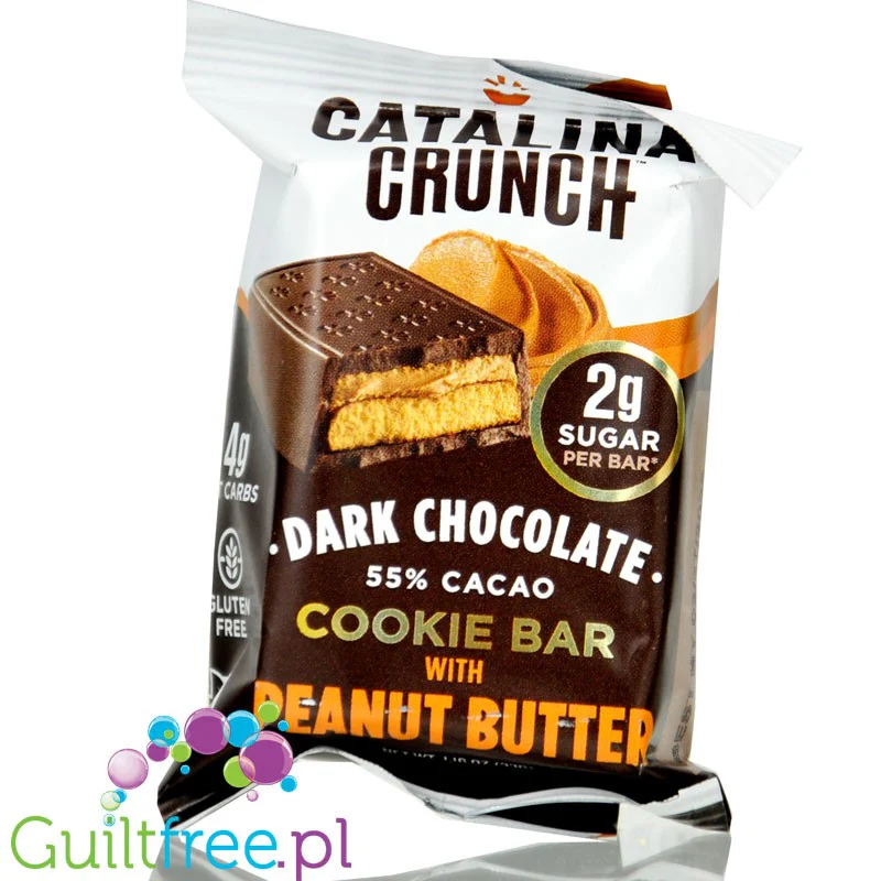 Catalina Crunch Dark Chocolate Cookie Bar, Peanut Butter - keto batonik ciasteczkowy w czekoladzie z kremem orzechowym