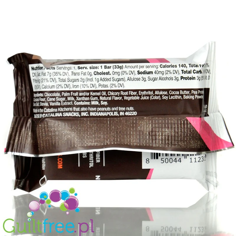 Catalina Crunch Dark Chocolate Cookie Bar, Raspberry - keto batonik ciasteczkowy w czekoladzie z kremem malinowym - Image 3