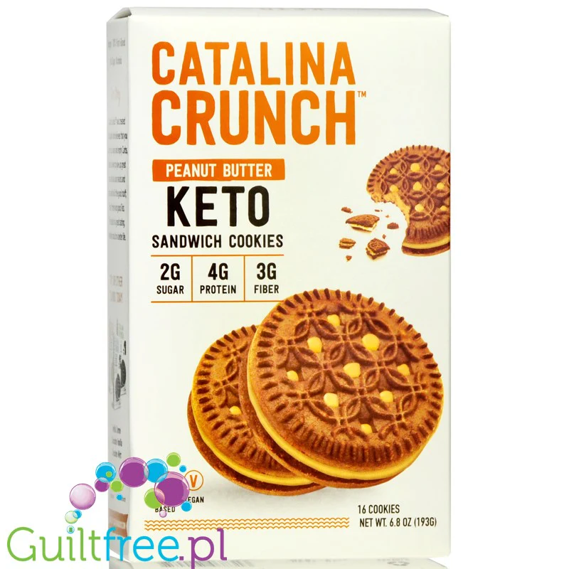 Catalina Crunch Keto Peanut Butter Creme Sandwich Cookies - wegańskie markizy z kremem orzechowym bez cukru