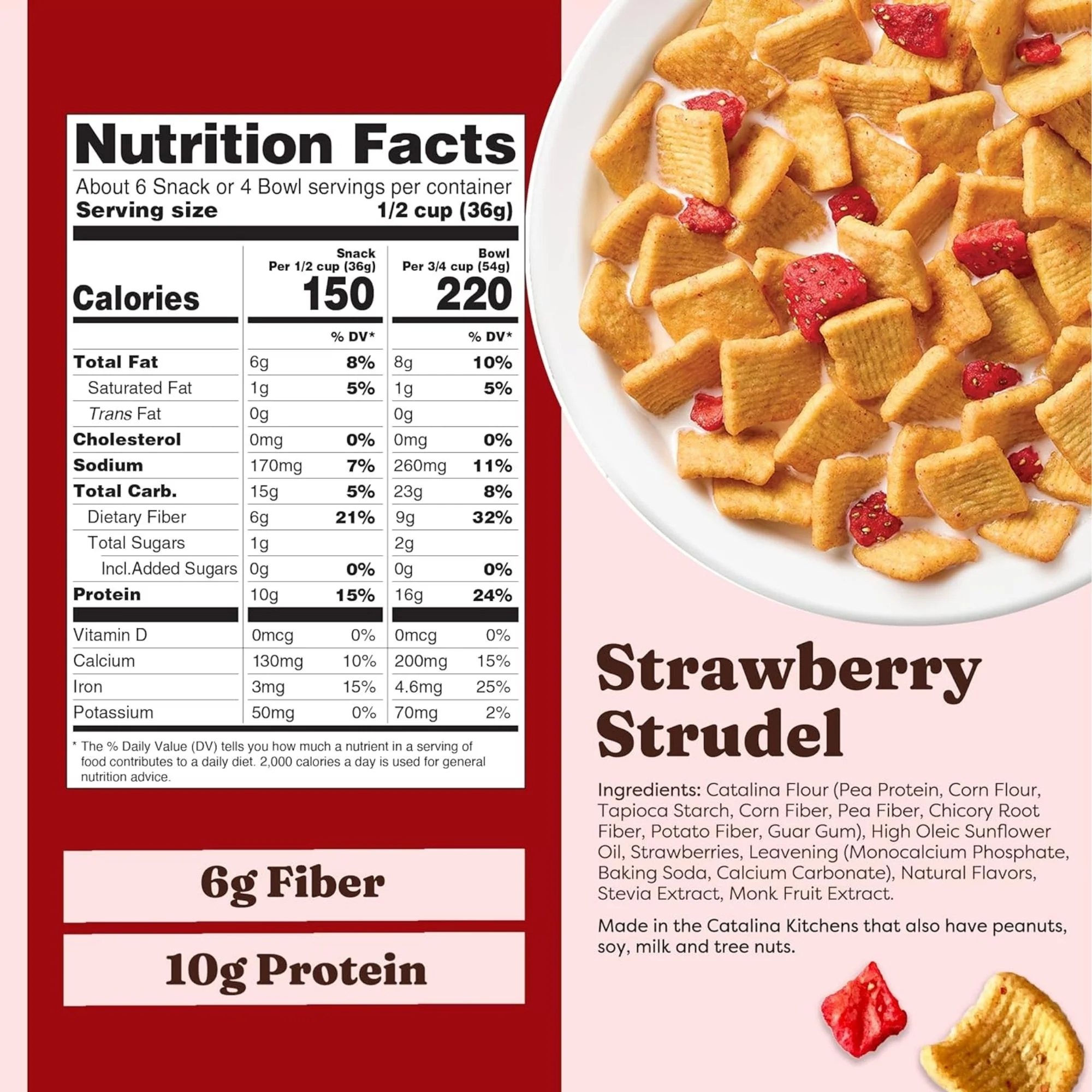 Catalina Crunch Protein Cereal, Strawberry Strudel - płatki śniadaniowe low carb bez cukru o smaku ciasta z truskawkami - Image 4