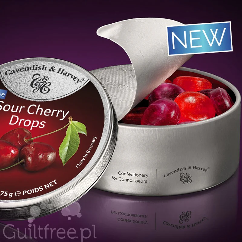 Cavendish & Harvey Sour Cherry - landrynki bez cukru w metalowej puszce - Image 2