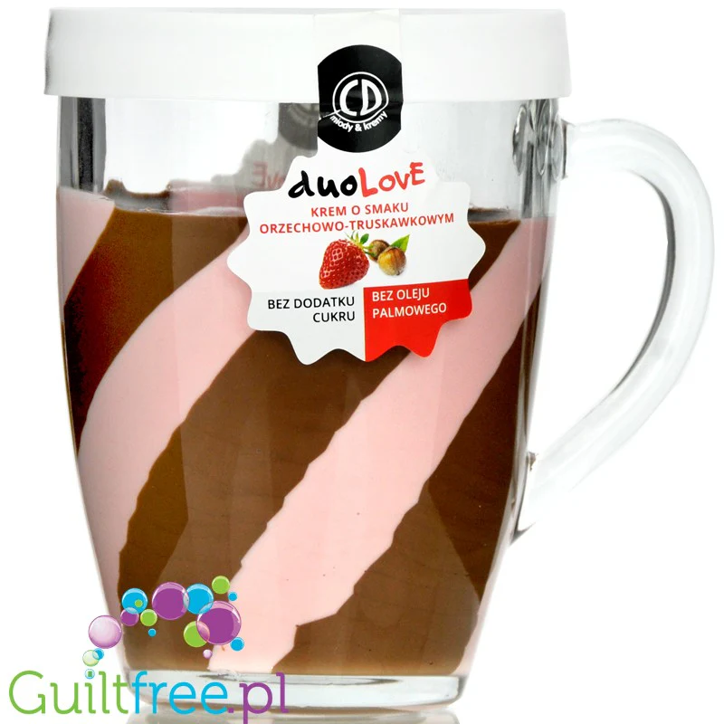 CD DuoLove Strawberry Nut (słoik z uszkiem) - krem o smaku truskawkowo-orzechowym bez dodatku cukru, bez oleju palmowego