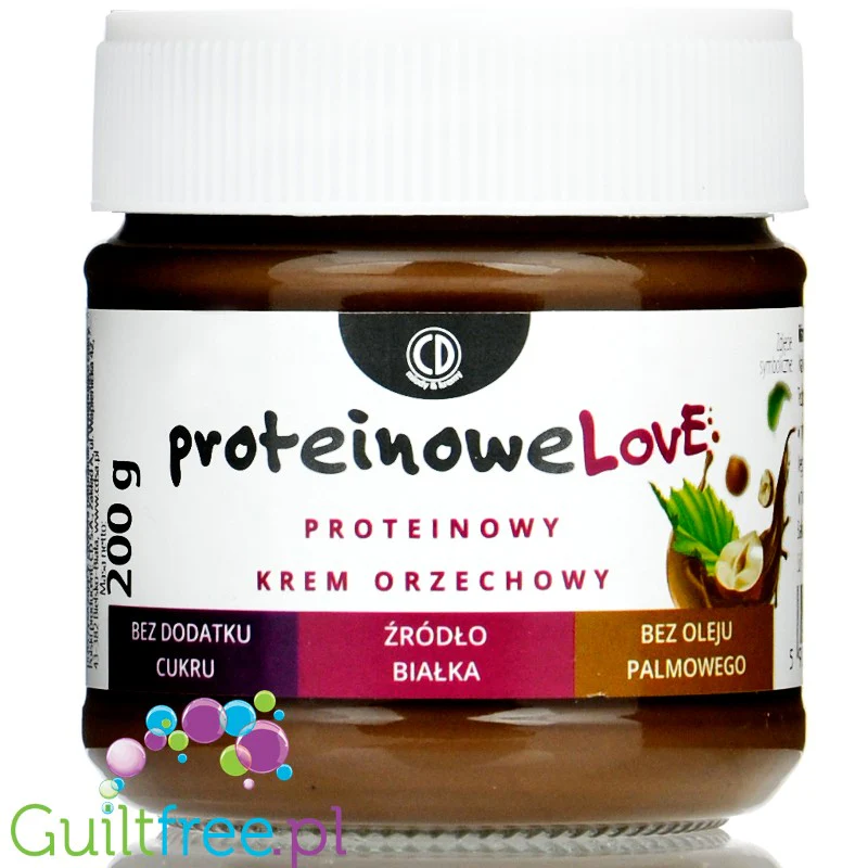 CD ProteinoweLove - krem kakaowy z orzechami laskowymi bez cukru i bez oleju palmowego