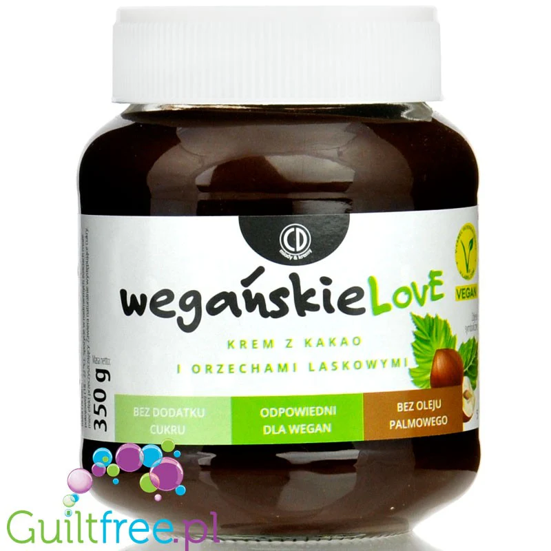 CD WegańskieLove 350g - wegański krem kakaowy z orzechami laskowymi bez cukru i bez oleju palmowego - Image 3