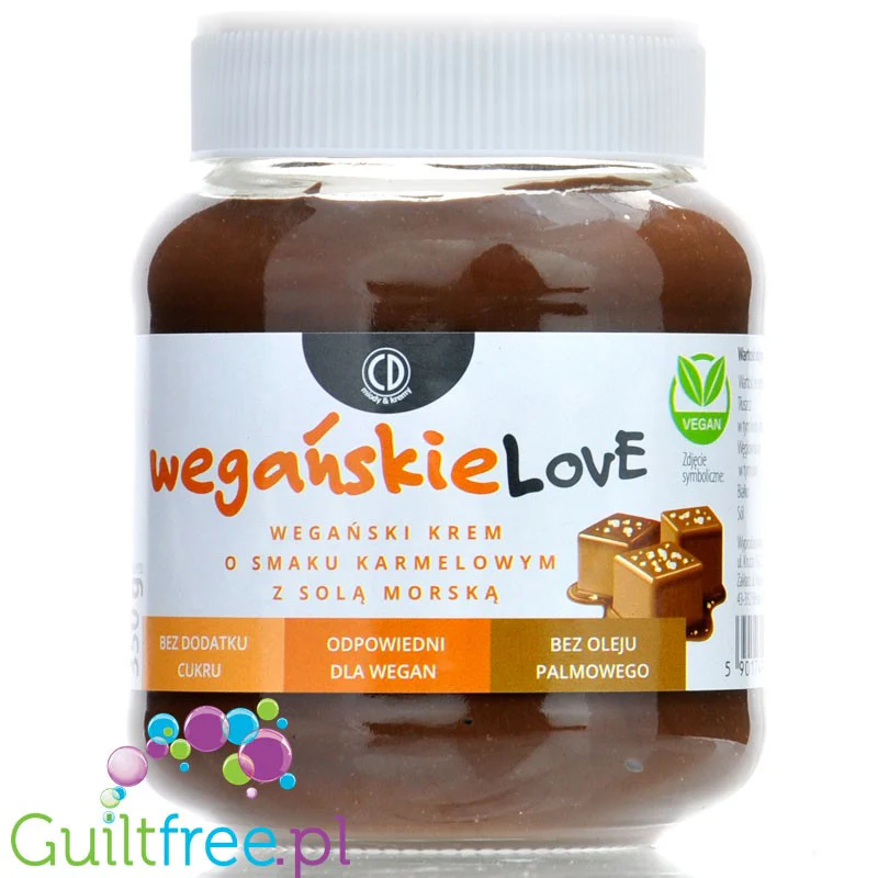 CD WegańskieLove Salted Caramel - wegański krem o smaku karmelowym z solą morską bez cukru i bez oleju palmowego