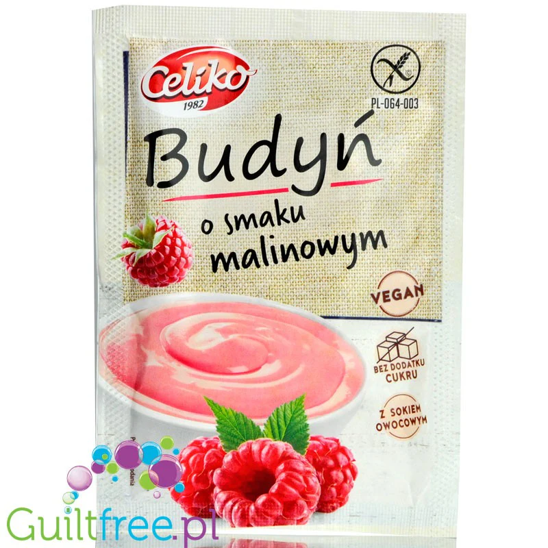 Celiko Malina, bezglutenowy budyń bez cukru i bez słodzików